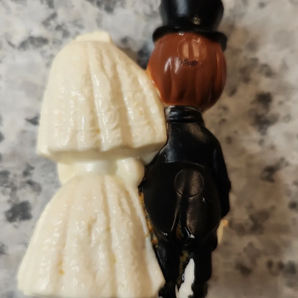 Vintage Mini Bride & Groom Cake Topper 2.25” Plastic Figurine